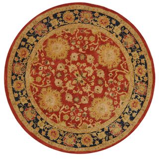 Handmade Oushak Traditional Red Wool Rug (4 Round)