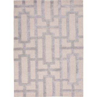 Hand tufted Contemporary Geometric Pattern Ivory Rug (96 X 136)