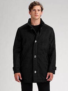 Salvatore Ferragamo Wool/Cashmere Car Coat   Black