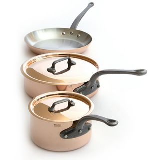 Mauviel 5 Piece Cookware Set w/ 3 Pans & 2 lids, Cast Iron Handles