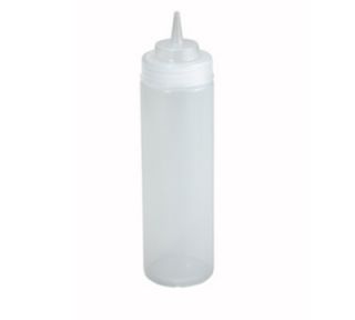 Winco 24 oz Plastic Squeeze Bottle, Wide Mouth, Clear