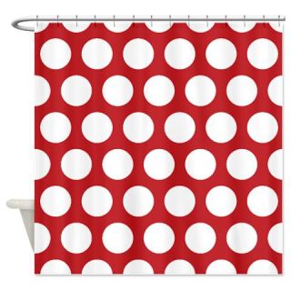  White on Cherry Red Circle Pattern Shower Curtain  Use code FREECART at Checkout