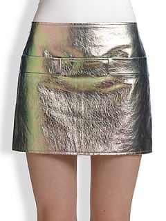 Marc by Marc Jacobs Metallic Leather Mini Skirt   Metallic Watermelon