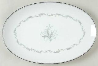 Noritake Chaumont 14 Oval Serving Platter, Fine China Dinnerware   Blue And Gra