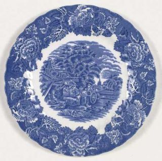 Enoch Wood & Sons English Scenery Blue (Blue Stamp,Swirl) Dinner Plate, Fine Chi