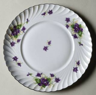 Royal Tettau Viola (Platinum Trim) Salad Plate, Fine China Dinnerware   Violets,