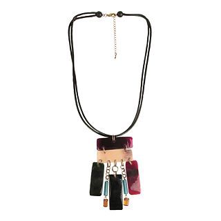 Designs by Adina Multicolor Rectangle Tiki Necklace, Womens