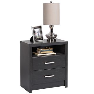 Washed Black Hudson Tall 2 drawer Nightstand