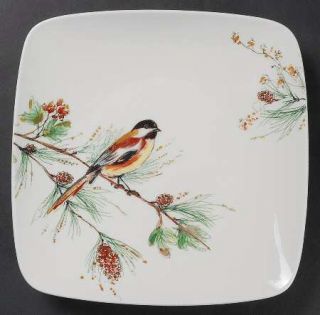 Lenox China Winter Song Square Accent Luncheon Plate, Fine China Dinnerware   Re