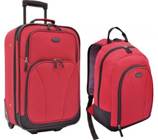 US Traveler Upright & Backpack 2 Piece Luggage Set   Red Luggage Sets
