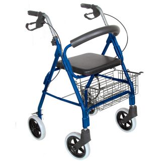 Mabis Lightweight Royal Blue Aluminum Rollator (Royal blueMaterials AluminumLightweightStraight padded backrest and cushioned seatComplete with height adjustable handles and secure bicycle style handbrakes with ergonomic handgripsTwo position storage bas