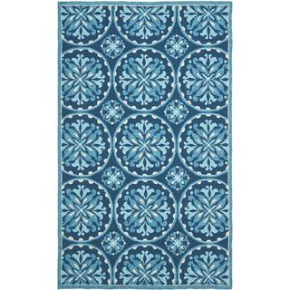 Latex Safavieh Four Seasons Stain Resistant Hand hooked Blue Rug (5 X 8)