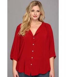 Karen Kane Plus Size Blouson Sleeve Shirt Womens Blouse (Red)