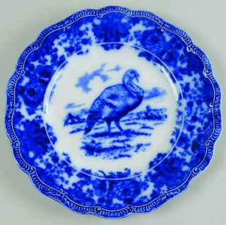 Ridgway (Ridgways) Turkey (Flow Blue) Dinner Plate, Fine China Dinnerware   Flow