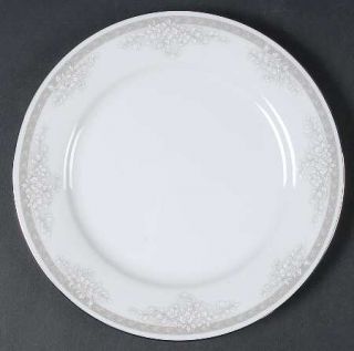 Noritake Windham Salad Plate, Fine China Dinnerware   White Flowers, Gray Band D