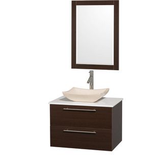 Amare Espresso 30 inch Single Bathroom Vanity Set With Ivory Marble Sink