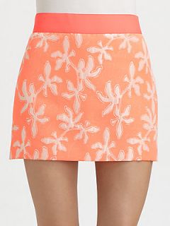 MILLY Ribbon Jacquard Mini Skirt   Melon