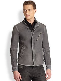 Emporio Armani Zip Front Jacket   Natural Grey
