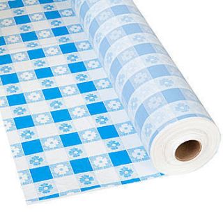 Blue Gingham Plastic Table Roll