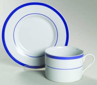 Signature Sierra Cobalt Flat Cup & Saucer Set, Fine China Dinnerware   Cobalt Bl