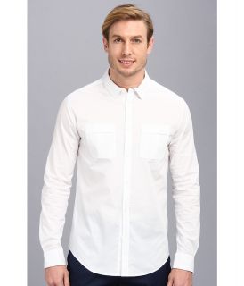 Elie Tahari Steve Shirt   Cotton Poplin Mens Long Sleeve Button Up (White)