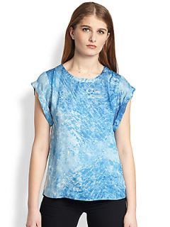 ADDISON Printed Split Back Hi Lo Top   Ocean Print