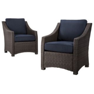 Outdoor Patio Furniture Set Threshold 2 Piece Navy Blue Wicker Club Chair,