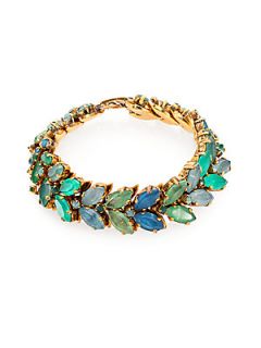 Aerin Erickson Beamon Jeweled Vine Bracelet   Green Gold