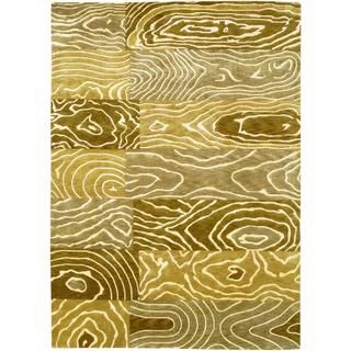Hand Knotted Pokhara Wood Grain Gold/ Beige Rug (8 X 11)