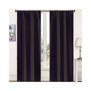 Pairs to Go Capella Woven Solid Rod Pocket Curtain Panel Pair, Black