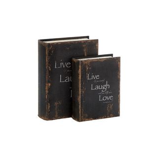 Live, Laugh, And Love French Style Wood Book Box Set (Deep brown  Well seasoned varnished wood Color Deep brown )