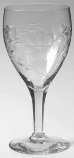 Unknown Crystal Unk5506 Water Goblet   Polished/Gray Cut Floral,Smooth Stem