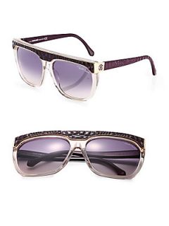 Roberto Cavalli Oversized Acetate Sunglasses   Champagne Dark Violet
