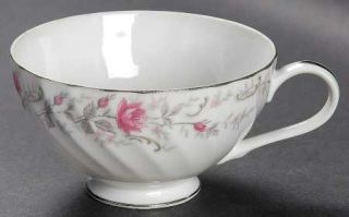 Japan China Marie Footed Cup, Fine China Dinnerware   Pink Roses,Tan Scrolls,Swi