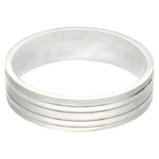 Stainless Steel Polished and Matte Striped Mens Ring   Silver (Size 9)