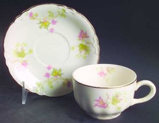 Homer Laughlin  Maple Leaf Flat Cup & Saucer Set, Fine China Dinnerware   Republ