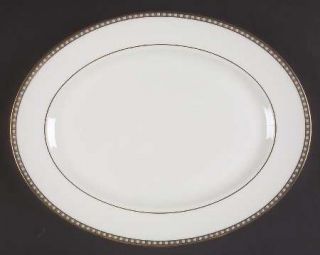 Lenox China Beaded Majesty 13 Oval Serving Platter, Fine China Dinnerware   Blu