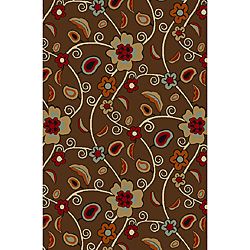 Jewel Floral Brown Non skid Rug (1 8 X 411)