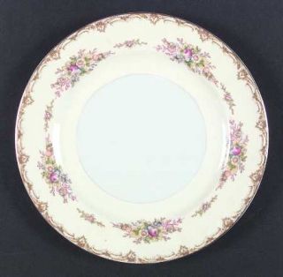 Kikusui Kik31 Dinner Plate, Fine China Dinnerware   Tan Floral/Scroll On Edge,Fl