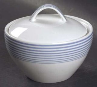 Johnson Brothers Linear Sugar Bowl & Lid, Fine China Dinnerware   Blue Rings, Co