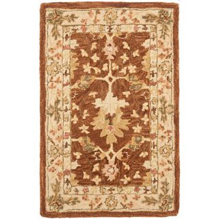 Handmade Oushak Brown/ Ivory Wool Rug (2 X 3) (BrownPattern OrientalMeasures 0.625 inch thickTip We recommend the use of a non skid pad to keep the rug in place on smooth surfaces.All rug sizes are approximate. Due to the difference of monitor colors, s