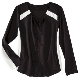 Mossimo Womens Plus Size Zip Front Scuba Jacket   Black/White 2