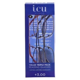 ICU 3 Pack Metal Reading Glasses   +3.00