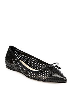 Prada Circular Cutout Leather Ballet Flats