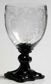 Huntington Glass 2701 2 Wine Glass   Stem #2701,Etch Urns/Scrolls,Black Foot