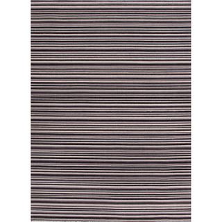 Handmade Flat Weave Stripe Pattern Gray/ Black Rug (4 X 6)