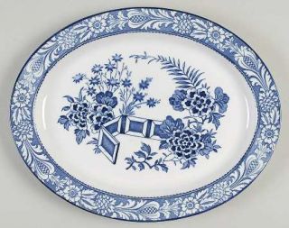 Enoch Wood & Sons Wincanton Blue 12 Oval Serving Platter, Fine China Dinnerware