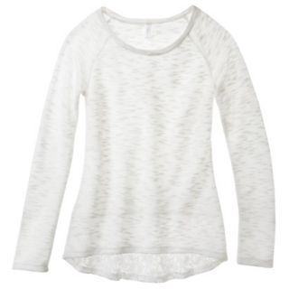 Xhilaration Juniors High Low Sweater with Crochet Trim   White M(7 9)