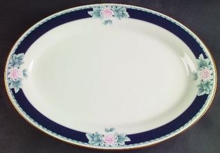 Noritake Nightsong 14 Oval Serving Platter, Fine China Dinnerware   Ivory,Blue