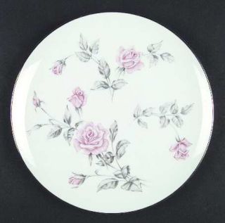 Noritake Roseglen Dinner Plate, Fine China Dinnerware   Pink Roses & Buds,Gray L